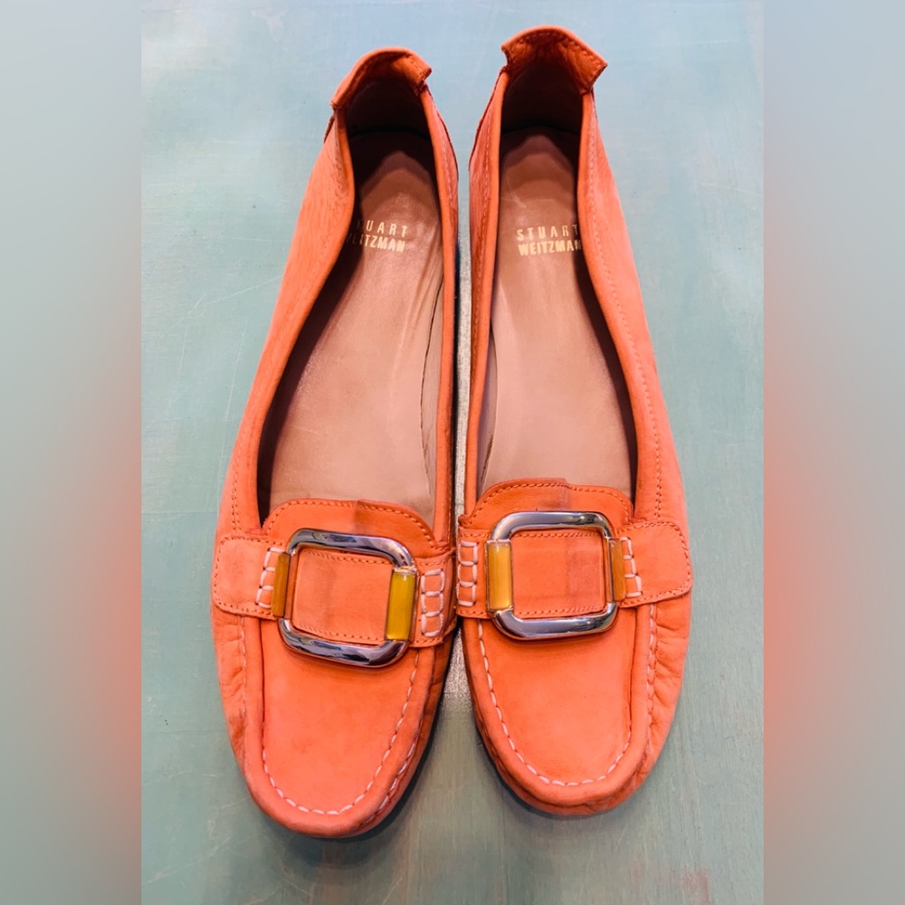 Stuart Weitzman - US 10 terricotta loafers gold and amber buckles